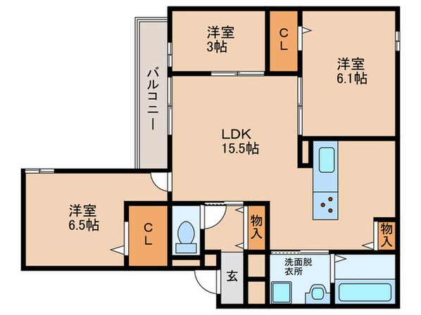 Clashist清水丘Westの物件間取画像